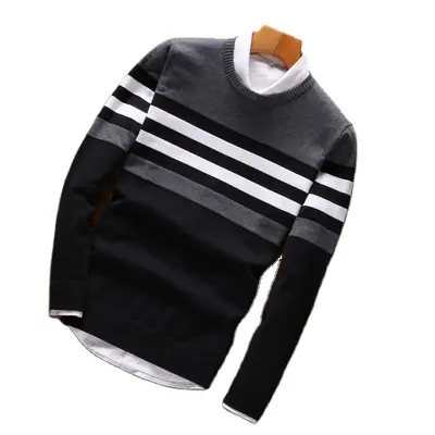 Ivy81026A Spring fall fashion new men sweaters Korean men slim stylish knitted shirts thin knitwear stripe design basic sweater