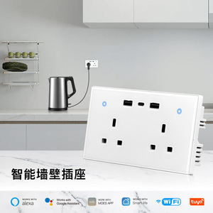 เต้ารับติดผนังอัจฉริยะ Tuya Wifi แบบ 2 ช่องเสียบ UK พร้อมพอร์ต USB Type C และมิเตอร์วัดพลังงาน สำหรับระบบอัตโนมัติภายในบ้าน - Product Image 2