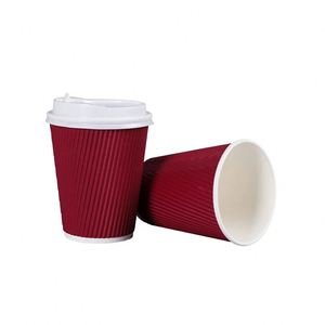 Durable Black <b>8oz</b> Ripple Wall <b>Coffee</b> Paper <b>Cup</b> Insulated Company logo Printed <b>Cups</b> with Matching Lid Covers <b>Coffee</b> Shop Products - Product Image 3