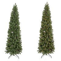 Crayon Arbre de Noël artificiel Pré-éclairé Noël Real Touch 7.5ft Arbre Décoration intérieure et extérieure avec support en métal