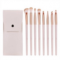 Ensemble professionnel de 8 pinceaux de maquillage pour les yeux, 100% contrôlés, personnalisables, manche en bois, fibres synthétiques, portable pour les voyages
