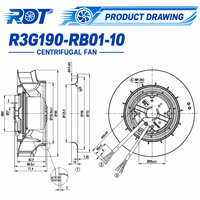 Ventilateur centrifuge pour armoire de commande R3G190-R801-10, assemblage de remplacement pour équipement de refroidissement et de ventilation industrielle PLC, débit d'air élevé