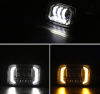 Phare LED carré de 5x3, 4 pouces, yeux d'ange, DRL, clignotant, feux de croisement, phare LED pour motos
