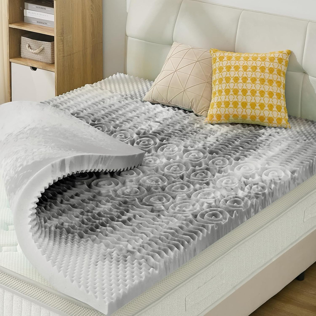 Memory Foam Mattress Topper 1.5 Inch Queen Soft Mattress Pad Pressure Relief 7-Zone Design CertiPUR-US Certified Gray