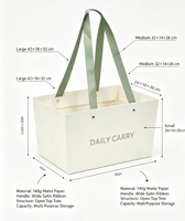 Sac fourre-tout en papier biodégradable écologique grande capacité, durable, avec poignée en sangle, matériaux recyclés, boîte cadeau personnalisée pour les collations