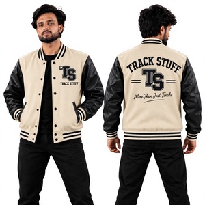 <b>Track</b> Stuff Custom <b>Mens</b> Varsity Letterman <b>Jacket</b> Wool Cotton Stand Collar Custom Embroidered Logo Front Streetwear Winter - Product Image 1
