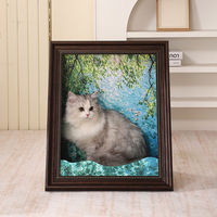 Condo mural pour chat en bois moderne, grand format, bicolore, avec peinture 3D à l'huile, abri d'activités et griffoir intégré, lit pour chat