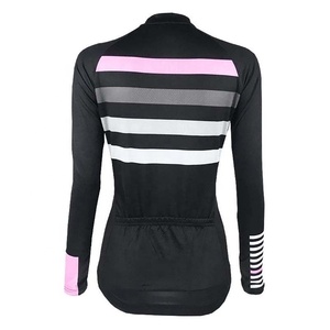 Maillot de cyclisme personnalisé pour femmes, thermique, automne-hiver, manches longues, anti-UV, séchage rapide, fermeture éclair intégrale, poche arrière - Product Image 2