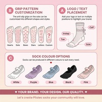 Chaussettes de Pilates personnalisées pour femmes à cinq doigts, antidérapantes, en coton, OEM, pour yoga, barre, avec sangle, jolies, à volants, à dentelle, avec bande de maintien pour le corps