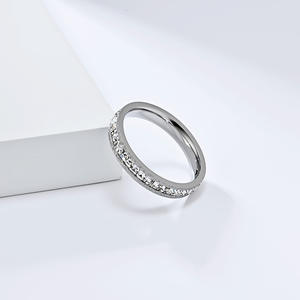 Fashionable Full <b>Circle</b> Diamond <b>Ring</b> Rose Gold Plated Titanium Steel Wedding Jewelry Women's - Product Image 4