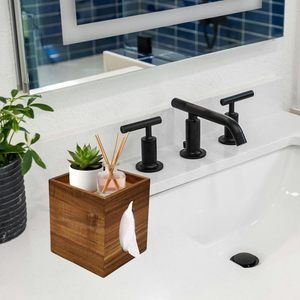 Boîte à mouchoirs carrée <span class=keywords><strong>d</strong></span>écorative en bois style ferme avec plateau de rangement pour salle de bain, chambre, bureau, <span class=keywords><strong>cuisine</strong></span> - Product Image 6