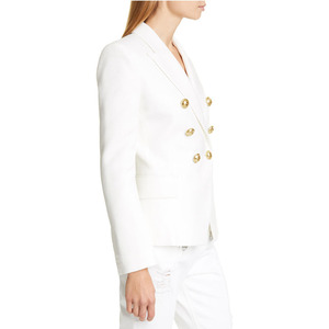 Top qualité blanc Blazer femmes mince élégant Blazers veste femmes ajustement Glod boutons Double boutonnage Blazer Femme - Product Image 2