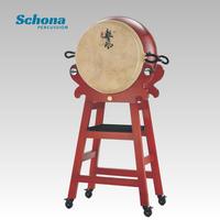 Tambour Tang en bois massif à 2 niveaux de 60/80/100/120 cm, tambour Jian en cuir de vache véritable, percussion folklorique chinoise traditionnelle pour scène adulte
