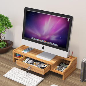 Wooden Computer Monitor Stand With Storage <b>Shelf</b> <b>Desktop</b> Organizer For Office Desk Rectangle Shape Multipurpose 2 Layer - Product Image 3