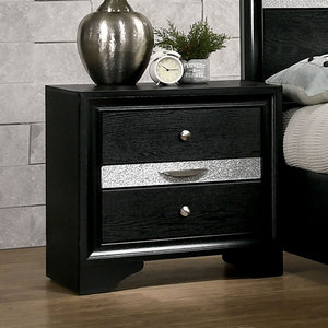 โต๊ะข้างเตียงสีดำสไตล์ร่วมสมัยพร้อมลูกบิดนิกเกิลและลิ้นชักซ่อน - Product Image 3
