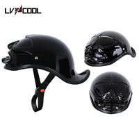 Casque de sécurité demi-face pour moto, scooter électrique/vélo électrique, coque ABS, sans visière, motif crâne, toutes saisons