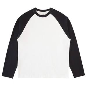 T-shirt à manches longues en coton 230g avec manches raglan |   T-shirt décontracté uni à col rond pour homme, coupe ample et respirante - Product Image 3