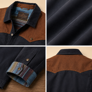 Mens <b>Western</b> <b>Jacket</b> Contrast Yoke Canvas Workwear Ranch Coat Button Front Custom Logo Cowboy Casual Outerwear - Product Image 3