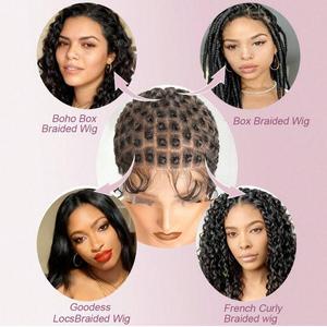 Perruque Full Lace sans colle avec tresses au crochet et tresses Box <span class=keywords><strong>Braid</strong></span>, avec dentelle HD, pour style afro, 125 sections - Product Image 2