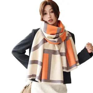 2024 kore moda bayanlar kalın tasarımcı atkılar Wrap Pashmina kaşmir büyük eşarp şal kış için