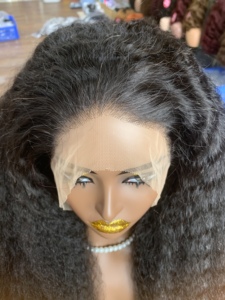 Perruque bouclée frontale Kinky Straight 13x4, 26 pouces de long, style complet, facile à coiffer, perruques personnalisées - Product Image 2