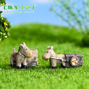 Ornamenti Decorativi per Micro-paesaggi in Muschio Weij, Paesaggio <span class=keywords><strong>Acquatico</strong></span> con Asinello Cartoon che Tira un Carretto, Accessori per Piante Succulente - Product Image 5