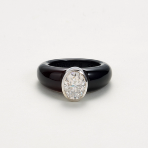 Минималистичное кольцо-обещание из черного оникса с цирконом, модное ювелирное украшение, роскошный подарок на день рождения для женщин - Product Image 1