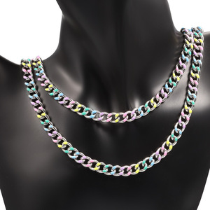 New Double-Sided Polished Stainless Steel Curb <b>Chain</b> with Colorful Enamel | Waterproof, Rustproof & Hypoallergenic for Jewelry - Product Image 4