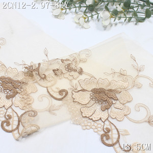 18cm di qualità morbido Beige marrone chiaro <span class=keywords><strong>Tulle</strong></span> ricamato floreale in pizzo fantasia fiore ricamato tessuto di pizzo per le donne Hijab <span class=keywords><strong>reggiseno</strong></span> - Product Image 4