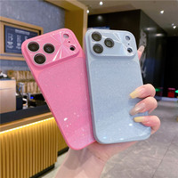 Coque de téléphone élégante et scintillante en TPU souple pour iPhone 11 12 13 16 Pro Max 14 15 Plus 17 Air avec film protecteur antichoc