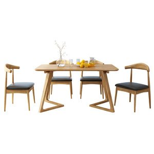 Nordic Solid Wood <b>Dining</b> <b>Table</b> And Chair Set 6 Piece Rectangular <b>Space</b> <b>Saving</b> <b>Dining</b> Room Set - Product Image 4