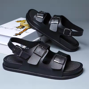Sandalias de Hombre para Verano con Cuero Esmerilado Metálico, Suela Suave Antideslizante, Zapatos Casuales, Nuevas Sandalias de Cuero para Hombre 2026 - Product Image 1