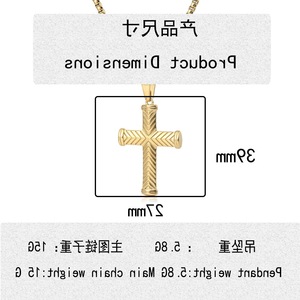 yunnique <b>Cross</b> Pendant Necklace Gold Stainless Steel Geometric Design For Men Hip Hop Style - Product Image 5