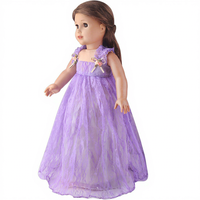 Gaun Putri Pola Kartun Buatan Tangan dari Jaring Tulle 18 Inci untuk Kostum Pesta Boneka Fashion