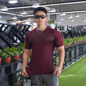 เสื้อยืดผู้ชายทรงสลิมฟิต แห้งเร็ว ระบายอากาศดี สีพื้น คอกลม สปอร์ต ออกกำลังกาย ฟิตเนส เทรนนิ่ง ท็อป เสื้อผ้ากีฬาฤดูร้อน - Product Image 2