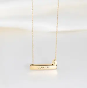 Inspire Jewelry Stainless Steel PERSONALIZED 3cm Precious Letter Bar in Gold plated blank bar necklace for women jewelry new