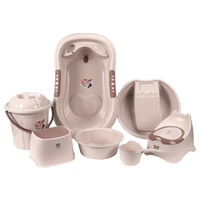Lot de 7 accessoires de bain en gros : Ensemble de baignoire pour bébé, seau à eau, chaise, pot, panier à linge et support