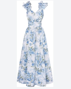 Abito Estivo Floreale <span class=keywords><strong>da</strong></span> Donna - Stile Senza Maniche a Trapezio con Pieghe, Abbigliamento Casual Fluido per Invitate a Matrimoni - Product Image 1