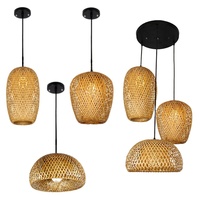 Lustre en bambou, abat-jour en rotin tressé, nid d'oiseau, luminaire suspendu, lustre, luminaire de cuisine