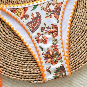 2024 New Style <b>Bikini</b>, Sexy European and American Style, Cross-border Foreign Trade, European and American Printed Lace-up - Product Image 4