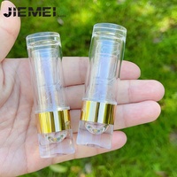 JIEMEI stock de tube de rouge à lèvres transparent de haute qualité, rond D12.1MM vide, contenant de bâton à lèvres transparent avec logo personnalisé et anneau en or