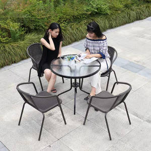 Al Aire Libre redondo francés <span class=keywords><strong>Bistro</strong></span> círculo sillón sillas al aire libre Metal ratán mimbre jardín flor silla con paraguas - Product Image 1