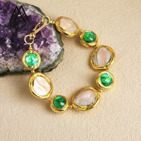 Perle blanche naturelle et bracelet de mode perlé en verre vert Design élégant et élégant