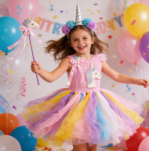 Gonna Tutu da <span class=keywords><strong>Sirena</strong></span> Arcobaleno per Bambine con Fiocco per Capelli, in Poliestere, Costume TV e Cinema per Mardi Gras/Carnival, Fornitura all'Ingrosso - Product Image 1