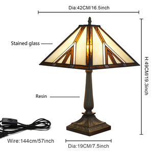 Lampu Meja Gaya Tiffany Dekorasi Seni dengan Kap Lampu Kaca Patri dan Alas Logam 3500K Putih Hangat untuk Ruang Tamu, Kamar Tidur, dan Meja Samping Tempat Tidur - Product Image 6