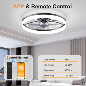 23.6'' Modern Flush Mount <b>Fan</b> Lamp, 6 <b>Fan</b> Speeds, Dimmable Brightness, 3000K-6500K Color Temperature for bedroom living room - Product Image 1