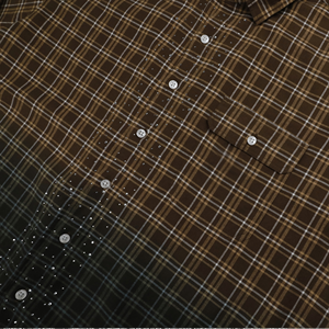 <span class=keywords><strong>Camicie</strong></span> in <span class=keywords><strong>cotone</strong></span> 100% autunnale in stile Vintage con Logo personalizzato Patchwork <span class=keywords><strong>di</strong></span> <span class=keywords><strong>flanella</strong></span> con strass a manica lunga - Product Image 4