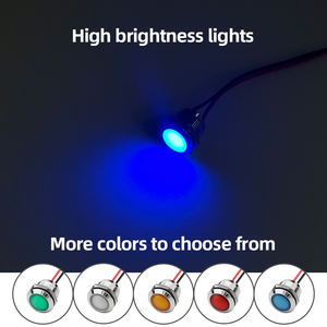 12mm kogelkop signaallampen metalen <span class=keywords><strong>LED</strong></span>-indicatorlampen blauw licht met draad waterdicht IP65 <span class=keywords><strong>indicator</strong></span> - Product Image 5