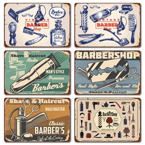 2023 nuevo cartel de barbería pintura de chapa de hierro Vintage decoración de fondo de barbería pintura de chapa de hierro colgante - Product Image 2