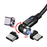 Câble de charge magnétique USB 3-en-1 en nylon tressé rotatif pour iPhone et téléphones Android RSZ1 – Idéal pour le dropshipping